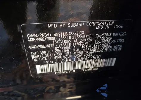 2021 Subaru Forester Sport from USA, damaged, VIN JF2SKALC3MH443508